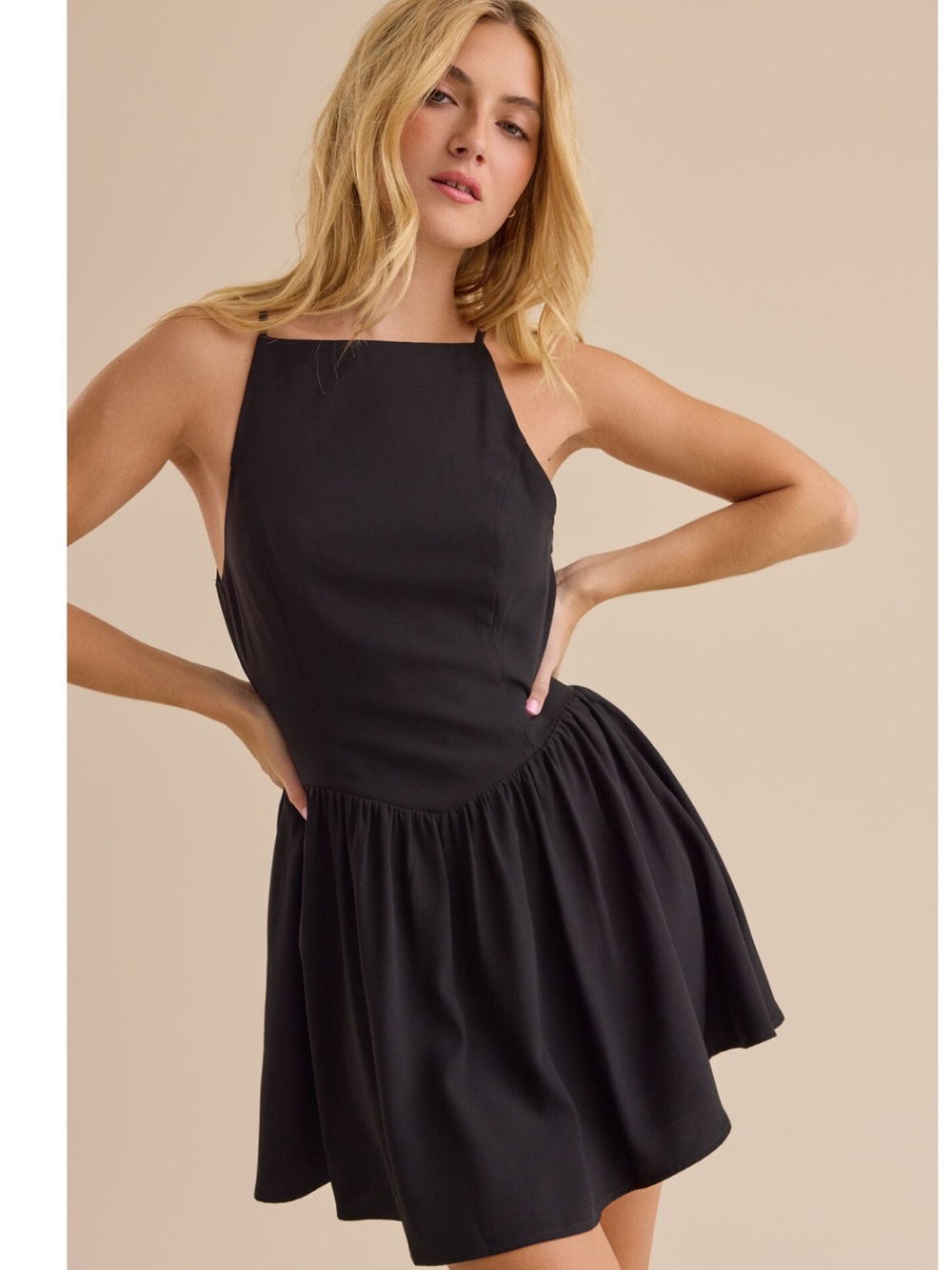 Altar’d State Drop Waist Black Mini Dress - Women NWT